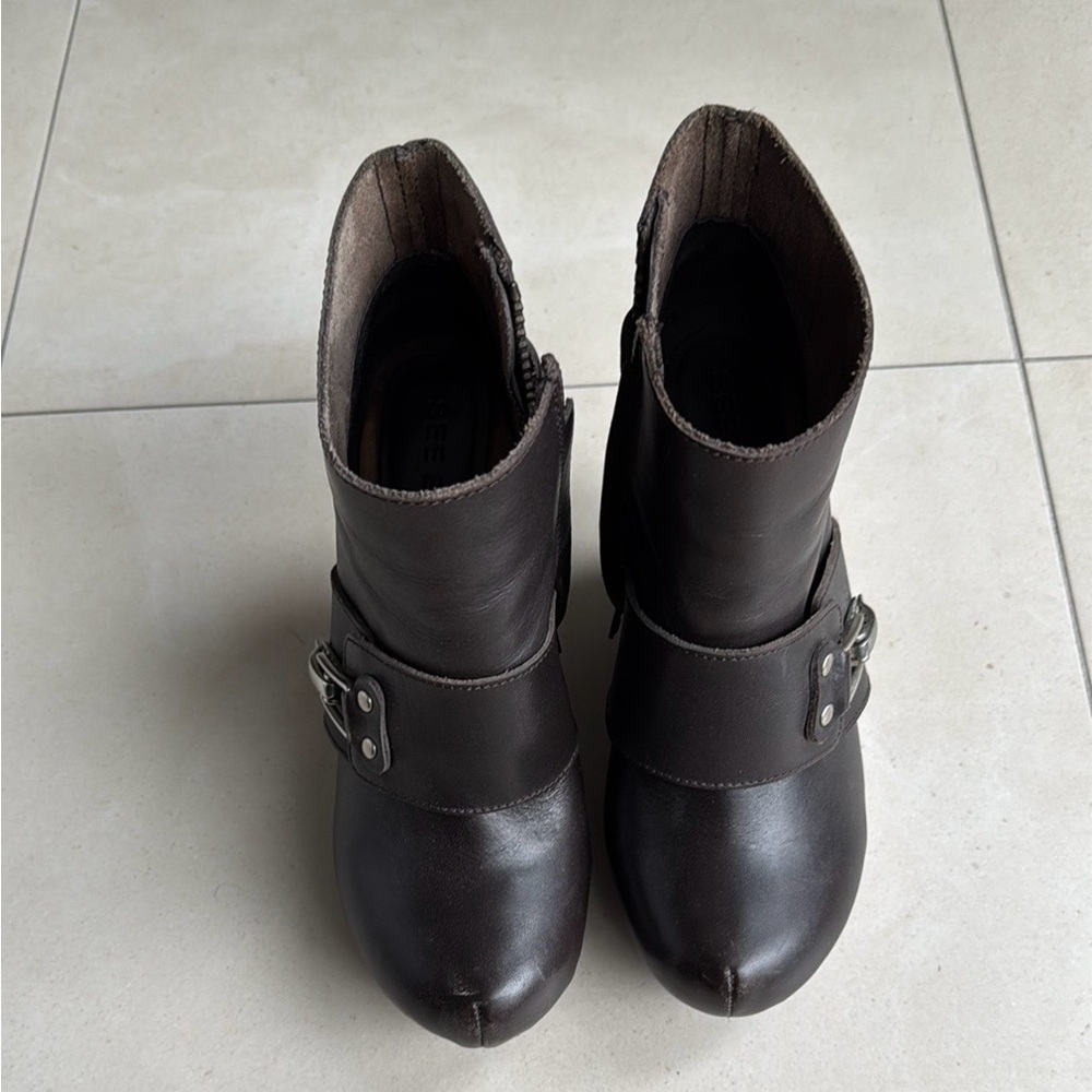 See By Chloe Brown Ankle Booties with Decorative Strap